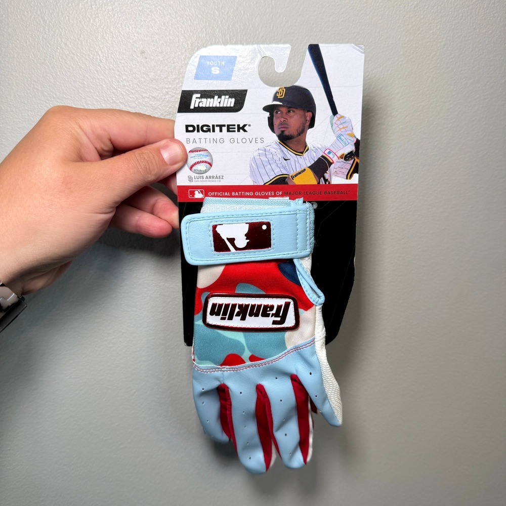 Franklin Digitek Youth Small Batting Gloves MLB Blue Red White Camo NEW